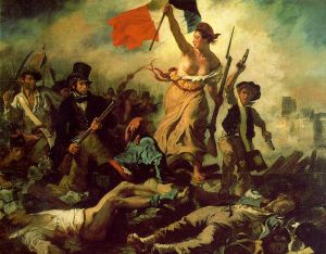 "La Liberté Guidant le Peuple" (A Liberdade Guiando o Povo), pintura de 1830, de Eugène Delacroix.