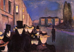 "Noite em Karl Johan", por Edvard Munch.