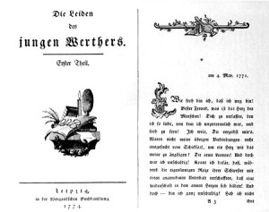 Capa de "Os Sofrimentos do Jovem Werther", ícone do romantismo, por Johann Wolfgang von Goethe.