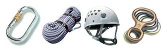 Ítens de segurança para escalada.